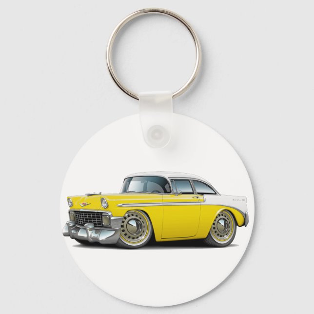 Chaveiro Carro Amarelo-Branco Chevy Belair 1956 (Frente)