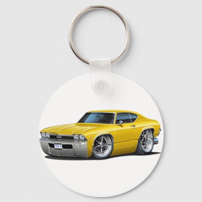 Chaveiro Carro amarelo Chevelle 1968 (Frente)