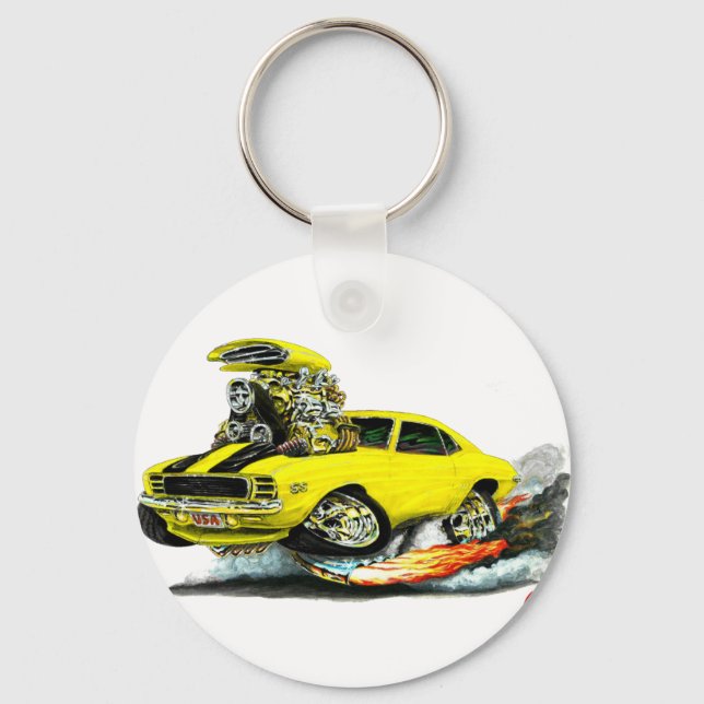 Chaveiro Carro Amarelo-Negro S. Camaro RS 1969 (Frente)