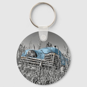 Chaveiro carro azul vintage