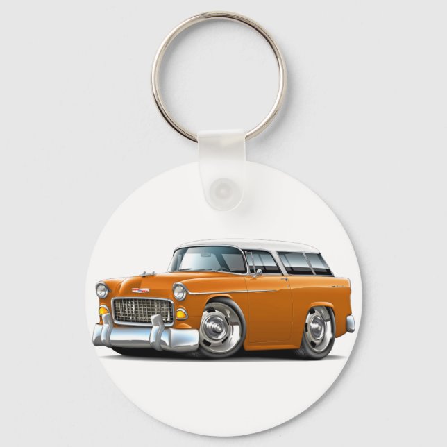 Chaveiro Carro Branco-Laranja-Chevy Nomad 1955 (Frente)
