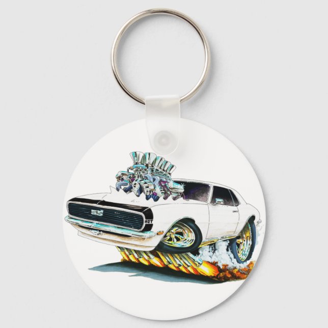 Chaveiro Carro Branco-Preto Camaro de 1968 (Frente)