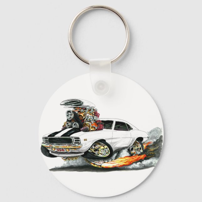 Chaveiro Carro branco-preto Camaro RS 1969 (Frente)