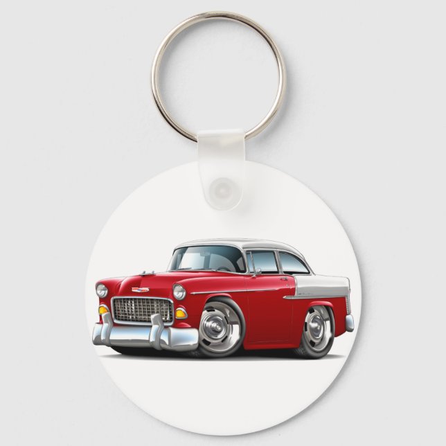 Chaveiro Carro Branco-Vermelho Chevy Belair 1955 (Frente)