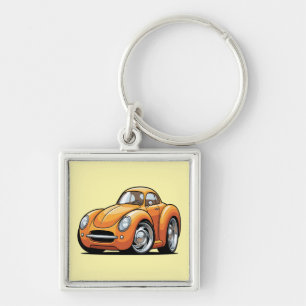 Chaveiro Carro de Desenho Animado Laranja Clássico