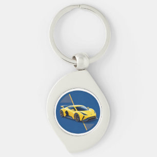 Chaveiro Carro Esportivo Amarelo em Fundo Azul