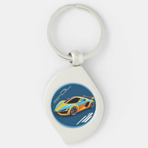 Chaveiro Carro Esportivo Amarelo em Fundo Azul