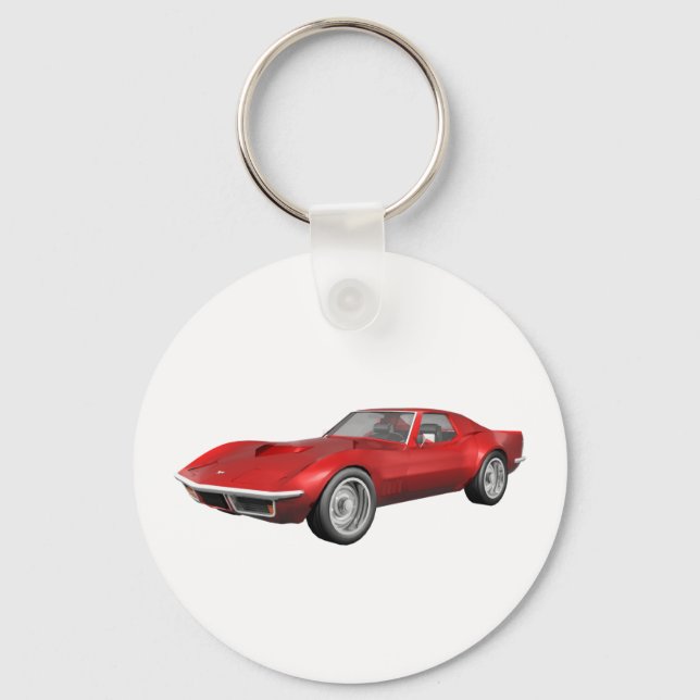 Chaveiro Carro Esportivo Corvette 1970: Término Vermelho (Frente)