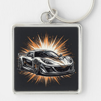 Chaveiro Carro Esportivo Estilizado Com Pinceladas Dinâmica