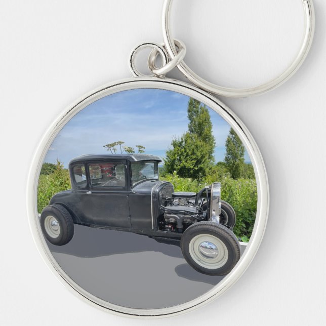 Chaveiro Carro Hot Rod no campo,  (Frente)