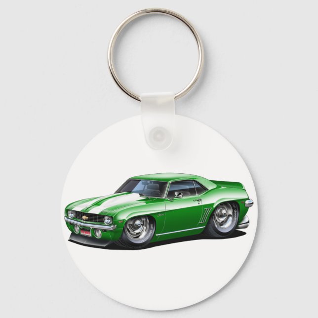 Chaveiro Carro Verde-Branco Camaro SS de 1969 (Frente)