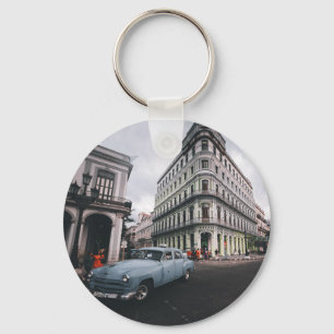 Chaveiro Carro vintage Clássico Azul Cityscape