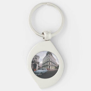 Chaveiro Carro vintage Clássico Azul Cityscape