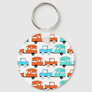 Chaveiro Carro vintage de acampamento retro da laranja de