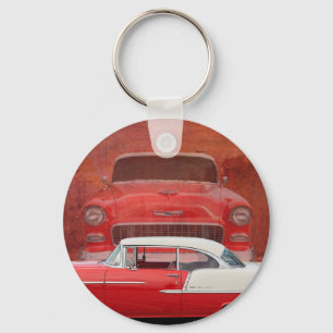 Chaveiro Carros Clássicos Chevy Bel Air Dodge Red White Vin