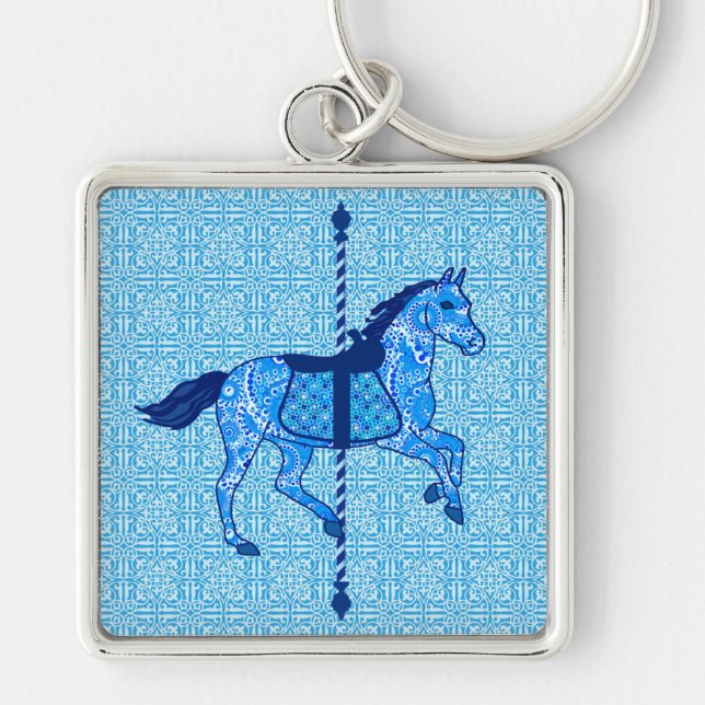 Chaveiro Carrossel Horse - Cobalto e Azul-Céu (Frente)