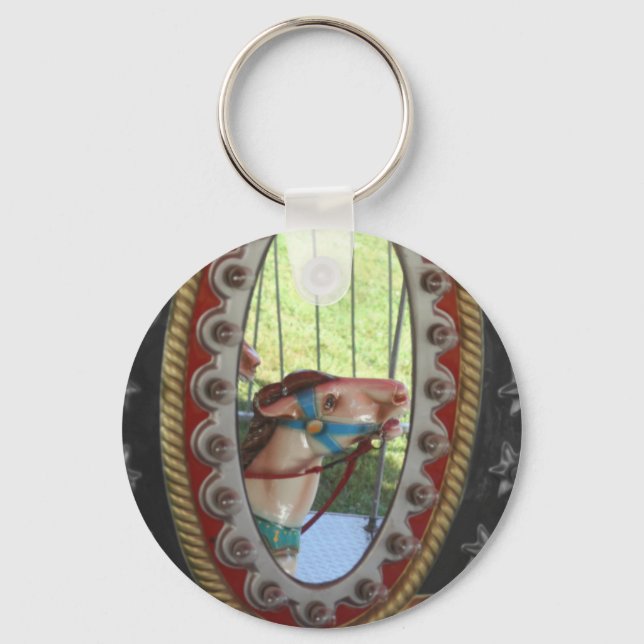 Chaveiro Carrossel Horse em Preto Espelho Branco (Frente)