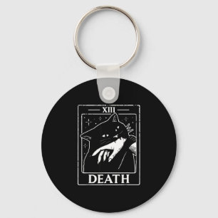 Chaveiro Carta de tarot de gato preto vintage humor de mort