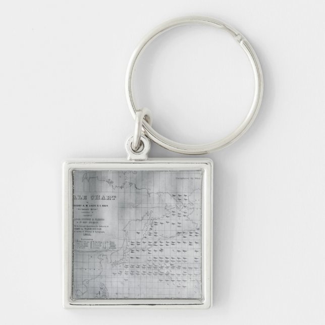 Chaveiro Carta do North Pacific, 1851 da baleia (Frente)