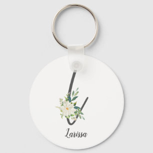 Chaveiro Carta L e floral personalizada