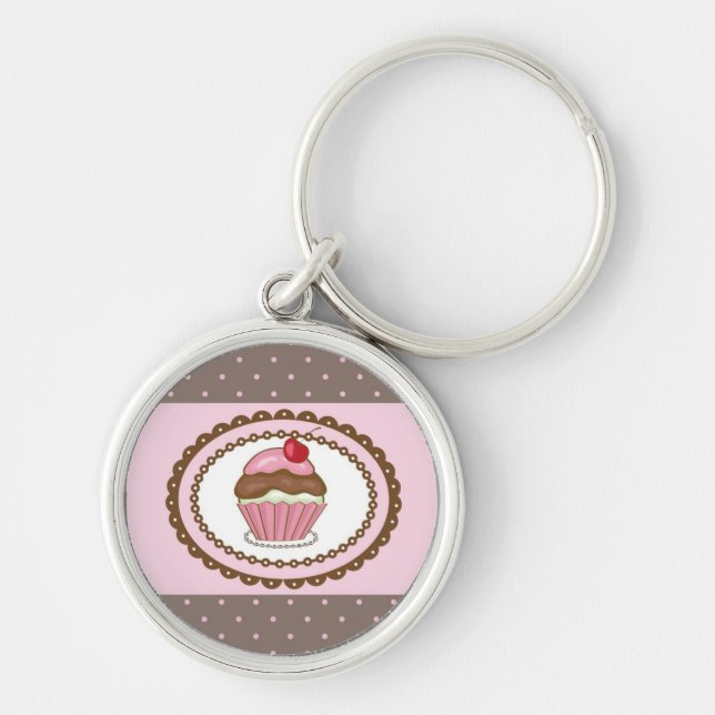 Chaveiro Cartão de aniversário com cupcake (Frente)
