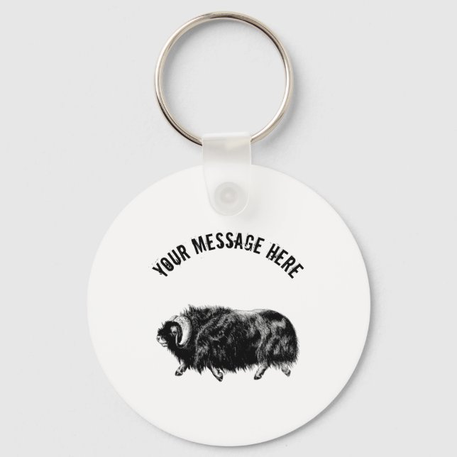 Chaveiro Cartão de Ilustração Black Muskox Personalizado (Frente)