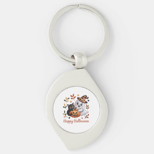 Chaveiro Cartão Encantador de Saudação do Halloween - Embr  (Frente)