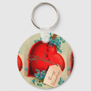 Chaveiro Cartão-postal Vintage Grande Namorados Vermelho He