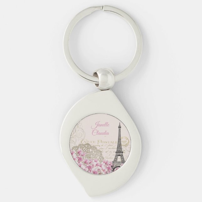 Chaveiro Cartão postal Vintage Torre Eiffel Paris (Frente)