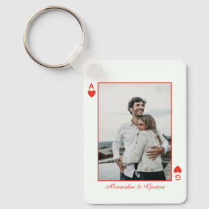 Chaveiro cartas de baralho foto coração amor ás simples