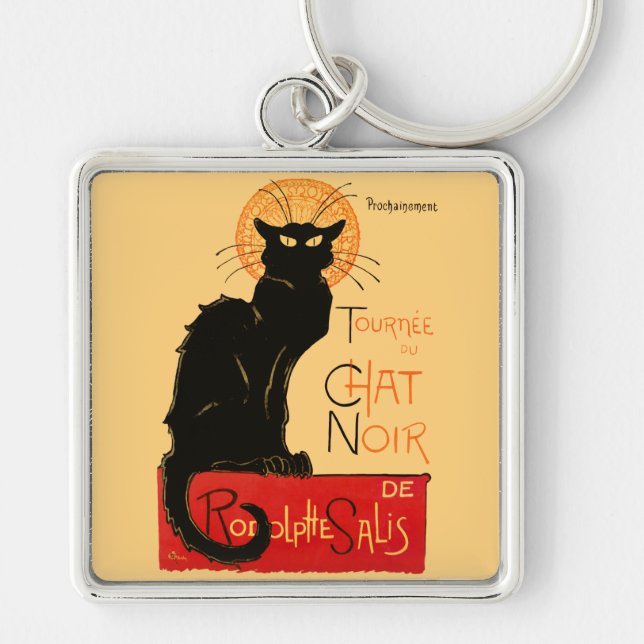 Chaveiro Cartaz Clássico Gato Preto Steinlen Chat Noir Fran (Frente)