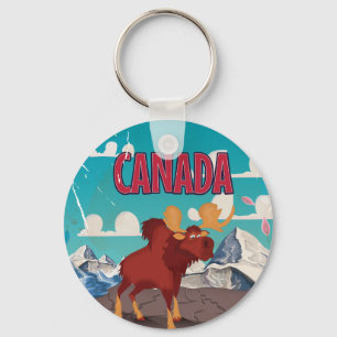 Chaveiro Cartaz de desenho animado vintage do Canadá de alc