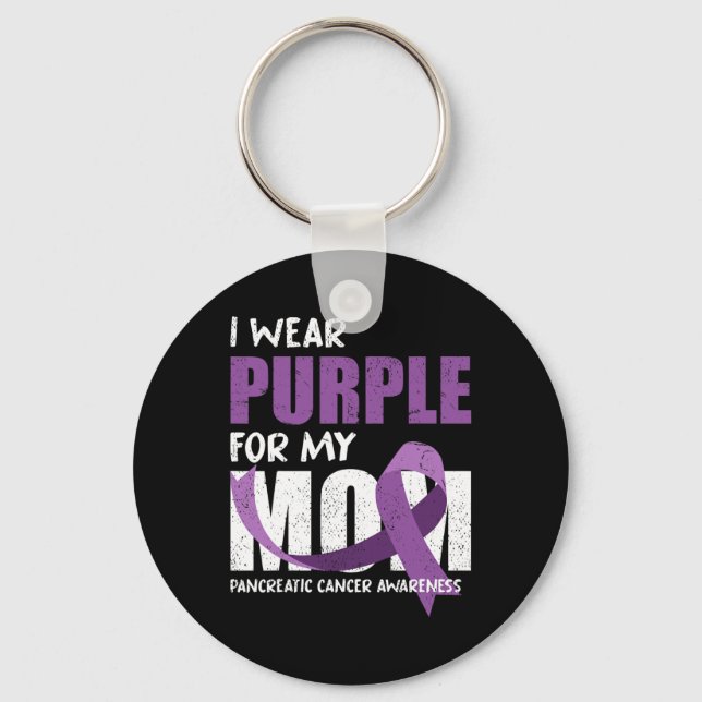 Chaveiro Cartaz de Fita Roxa Mãe Câncer de pâncreas Awaren (Frente)