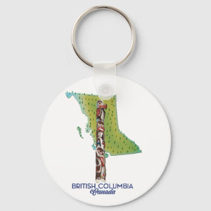 Chaveiro Cartaz de mapa da Colômbia Britânica Canadá. Café