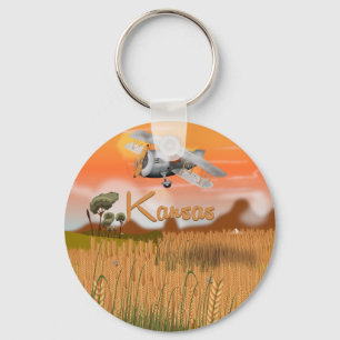 Chaveiro Cartaz de Viagem de Campo de Trigo do Kansas Antig