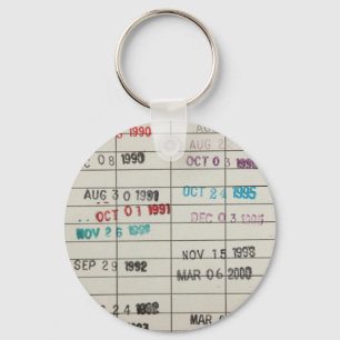 Chaveiro Cartões de Data de Vintage Library