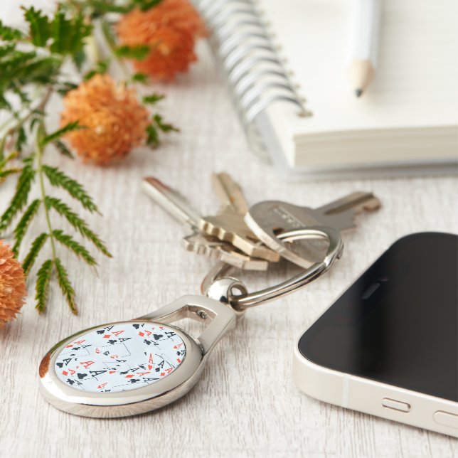 Chaveiro Cartões De Poker Aces Em Camadas, (Lateral)