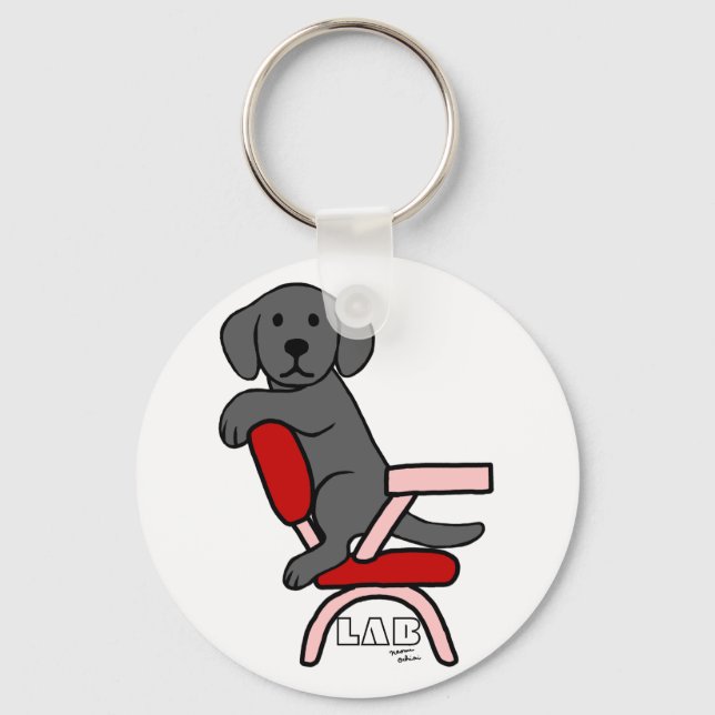 Chaveiro Cartoon Black Labrador Student 3 (Frente)
