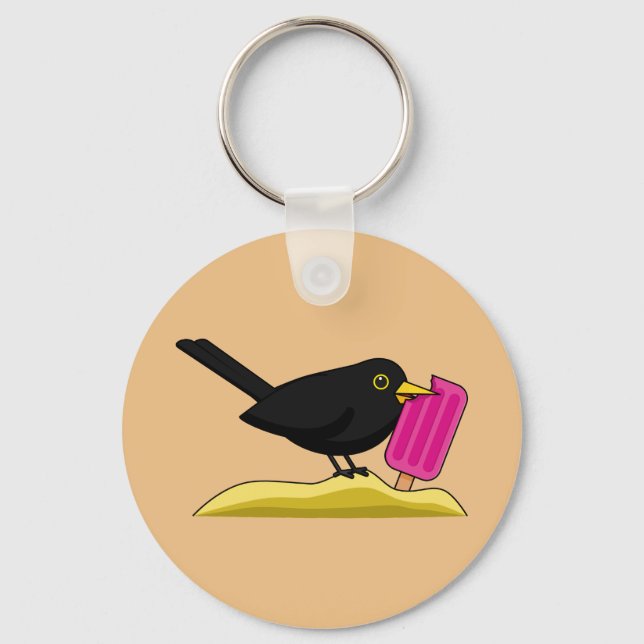 Chaveiro Cartoon Blackbird Comendo Um Sorvete (Frente)