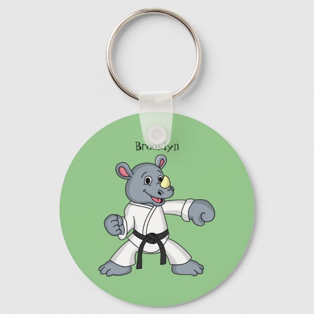Chaveiro Cartoon bonito rhino kung fu (Frente)