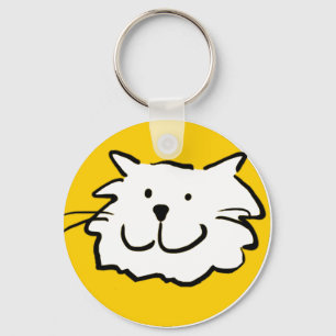 Chaveiro Cartoon Cat Face Mostrando um Gato Sorridente