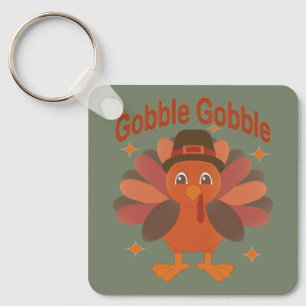 Chaveiro Cartoon de Ação de Graças da Turquia - "Gobble Gob