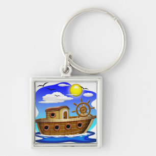 Chaveiro Cartoon de Barcos de Pesca