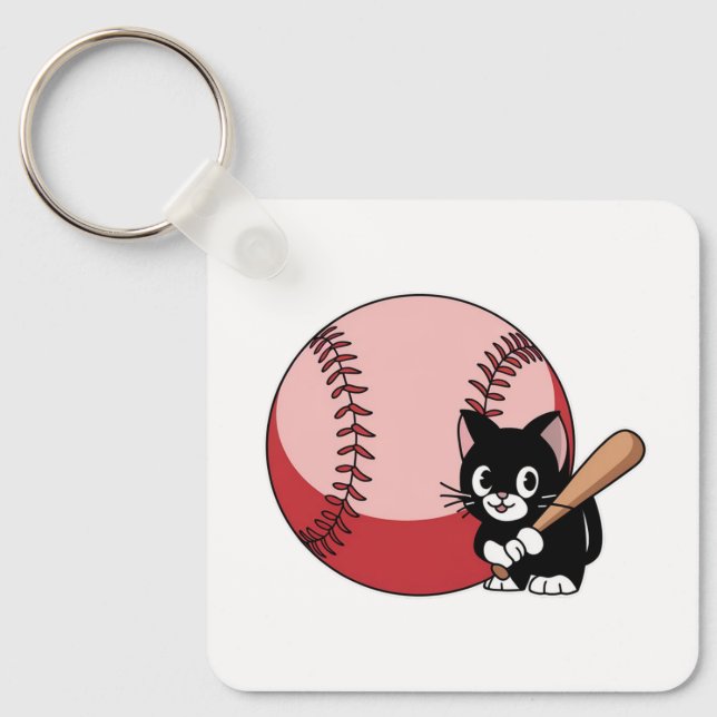 Chaveiro Cartoon de Beisebol Cat (Frente)