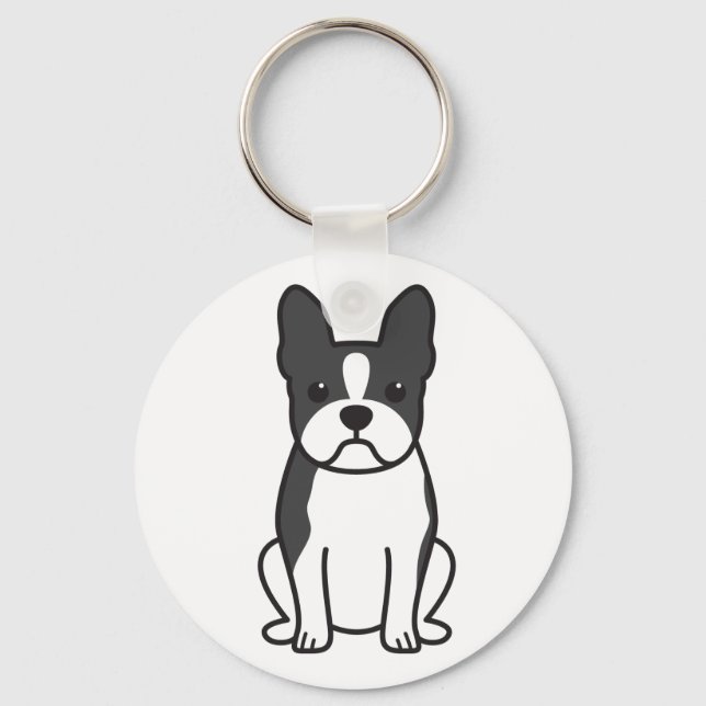 Chaveiro Cartoon de Boston Terrier Dog (Frente)