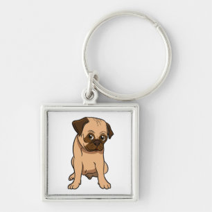 Chaveiro Cartoon de cachorro engraçado, resgate de Pug fofo
