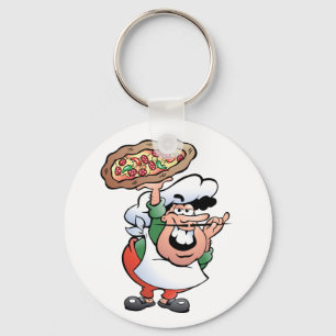Chaveiro Cartoon de Chef de Pizza Italiana Clássica