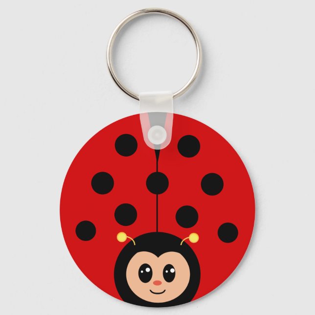 Chaveiro Cartoon de Lady Bug, Feliz e Bonita (Frente)