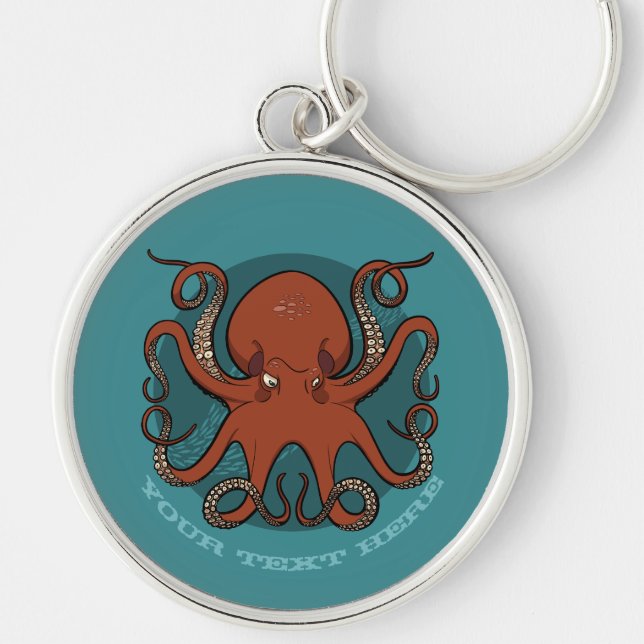 Chaveiro Cartoon De Octopus Vermelho Fiergo Tentáculos Com  (Frente)