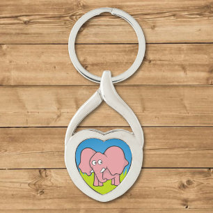 Chaveiro Cartoon elefante rosa